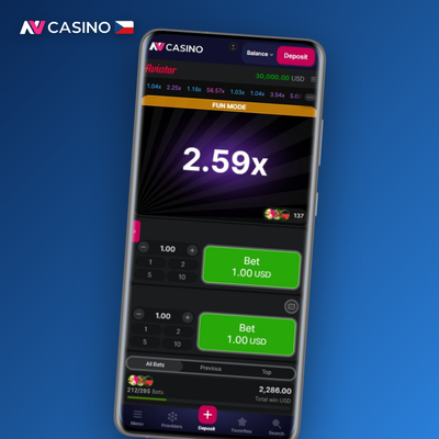 Ikona automatické opakované sázky v NV Casino Aviator online hře