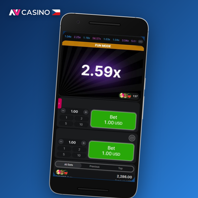 Ikona dvojité sázky s dvěma panely multiplikátoru v NV Casino Aviator hře