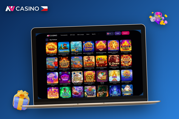 NV Casino desktop – přehledné tmavé rozhraní s bočním menu a dlaždicemi her
